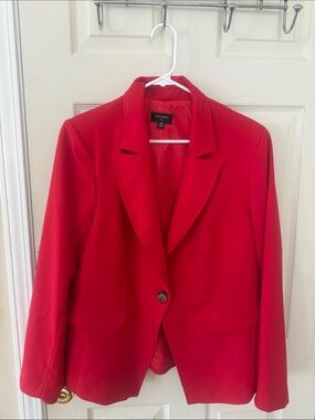 Tahari Bold Red Single-Button Tailored Blazer